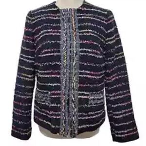 Talbots Fringe Multicolor Tweed Blazer Jacket Size 10